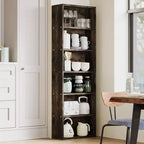 Estantería industrial de 6 baldas, librería de madera rústica de 161,5 cm de altura con capacidad de 113 kg, estantes de almacenamiento para exhibición de pie para oficina en casa