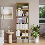 Estantería industrial de 6 baldas, librería de madera rústica de 161,5 cm de altura con capacidad de 113 kg, estantes de almacenamiento para exhibición de pie para oficina en casa