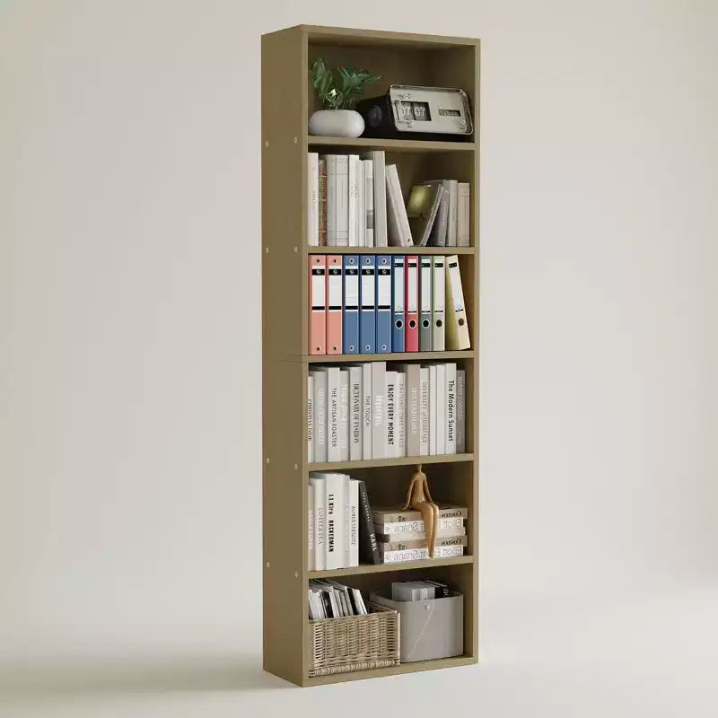 Estantería industrial de 6 baldas, librería de madera rústica de 161,5 cm de altura con capacidad de 113 kg, estantes de almacenamiento para exhibición de pie para oficina en casa