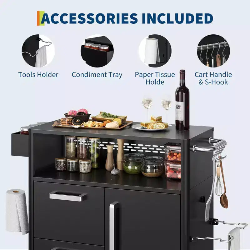 Mesa de parrilla, carrito de bar exterior Carrito de parrilla con gabinete de almacenamiento, carrito de cocina multifunción Mesa de preparación de alimentos con superficie de acero inoxidable